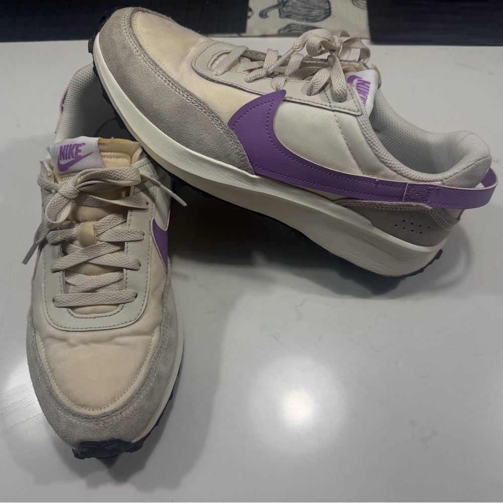 Women’s Nike Cream and Purple Sneakers